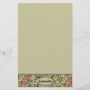 Papelaria Monograma personalizado floral do vintage de