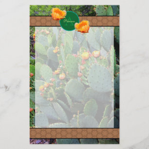 Papelaria Monograma Personalizado Laranja Picly Pear Cactus