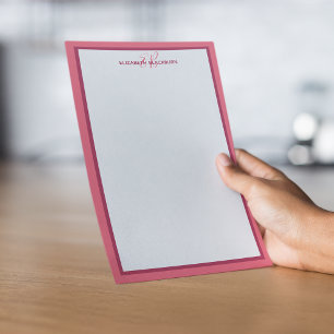 Papelaria Monograma Personalizado Nome Inicial Bordô Rosa Bo