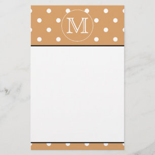 Papelaria  Monograma Personalizado. Padrão de Bolinhas marr