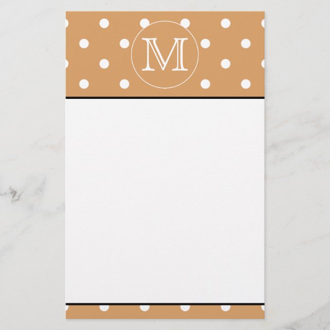 Papelaria  Monograma Personalizado. Padrão de Bolinhas marro (Frente)