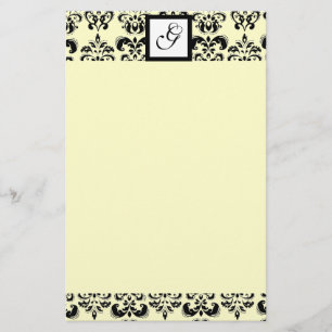 Papelaria MONOGRAMA QUADRADA DE DAMASK, creme