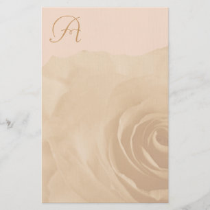 Papelaria Monograma - Rosa de Papel de Carta Desvanecido