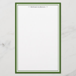 Papelaria Monograma Simples de Borda Verde Personalizado