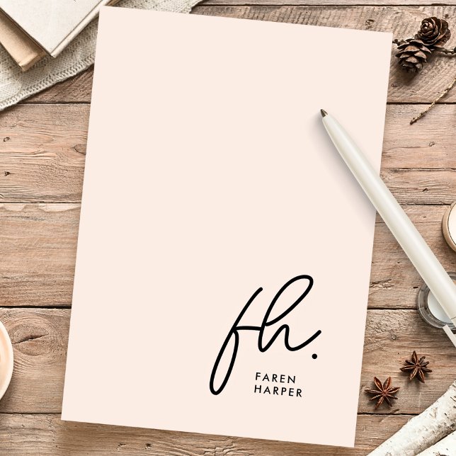 Papelaria Monograma | Simples e Moderno, cor-de-rosa, person (Criador carregado)