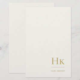 Papelaria Monograma Simples Marfim Dourado Personalizado