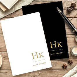 Papelaria Monograma Simples Preto Clássico Personalizado Dou
