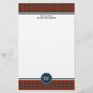 Papelaria Monograma vermelho clássico da xadrez do Tartan