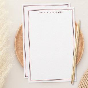 Papelaria Monograma Vermelho Minimalista com Duas Bordas