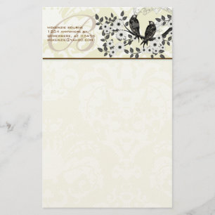 Papelaria Monograma Vintage Birds Daisy Branch Stationery