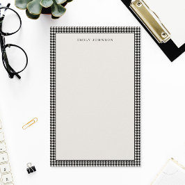 Papelaria Monograma Xadrez Preto e Marfim Elegante
