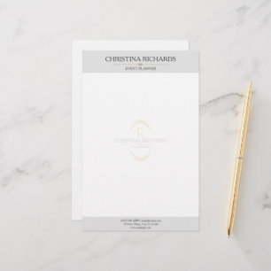 Papelaria Monogramas Cinza moderna e elegante negócio