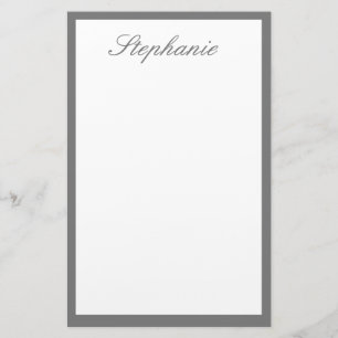 Papelaria Monogramas Nome Personalizado Cinza Bordas Bordas