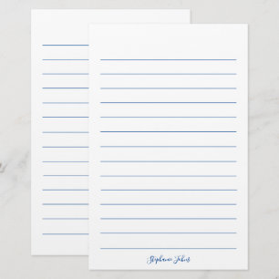 Papelaria Monogramas Nome personalizado Linhas azuis Elegant