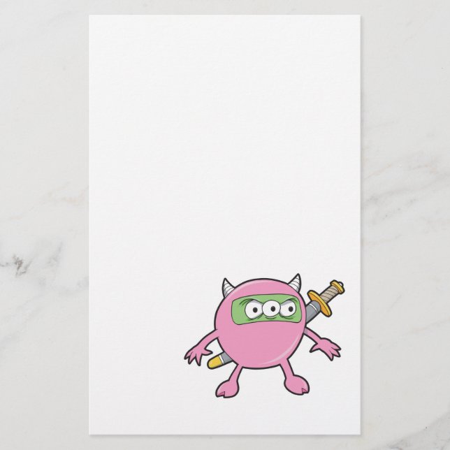 Papelaria monstro ninja rosa (Frente)