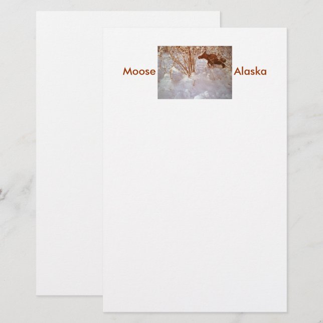 Papelaria Moose in Alaska Stationery (Frente/Verso)