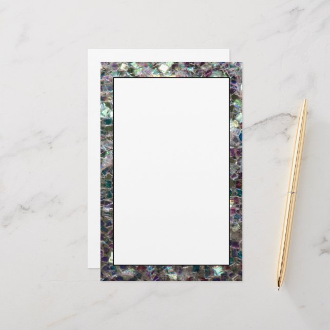 Papelaria Mosaico prateado colorido (Frente/Verso In Situ)