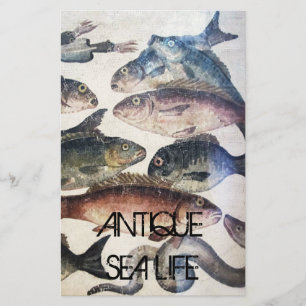 PAPELARIA MOSAÍDOS ROMANOS ANTIGOS, PESCAS, CENA CÉLULA DE V