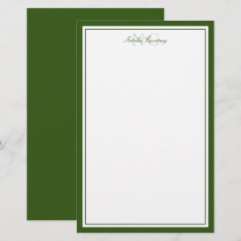 Papelaria Moss Verde Dois Monograma Borda Grossa e Fina