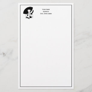 Papelaria Mulher Art Déco de Grande Chapéu Luvas RL