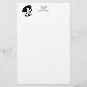 Papelaria Mulher Art Déco de Grande Chapéu Luvas RL