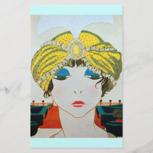 Papelaria MULHER COM TURBANTE AMARELO ORIENTAL / Beleza Moda