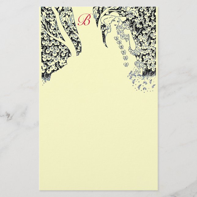 Papelaria MULHER ROMÂNTICA,ROSAS,NATURE Black Cream Monogram (Frente)