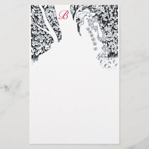 Papelaria MULHER ROMÂNTICA,ROSAS,NATURE Black White Monogram