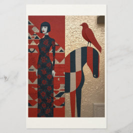 Papelaria Mulher vestida em flor, cavalo de controle e passa