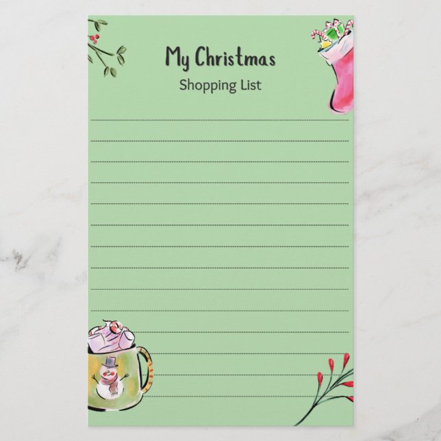 Papelaria My Christmas Shopping List (Frente)