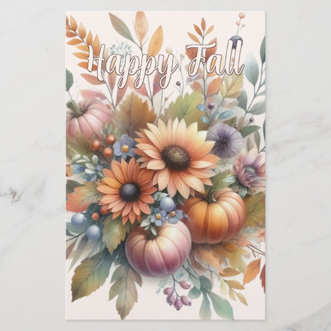Papelaria Na moda Happy Fall Pumpkin Flower Buquê Motif (Frente)
