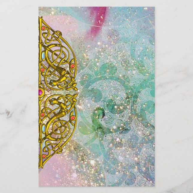 Papelaria NAMORADOS HYPER / CORAÇÃO CELTICA DOURADA, faíscas (Frente)