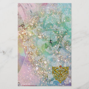 Papelaria NAMORADOS HYPER / CORAÇÃO CELTICA DOURADA, faíscas