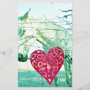 Papelaria Namorados vermelhos do coração do cavalo branco