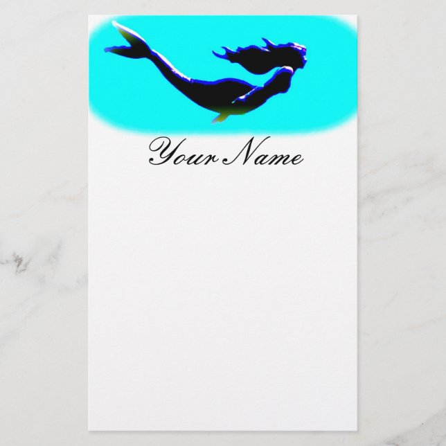 Papelaria natação subaquática da sereia (Frente)