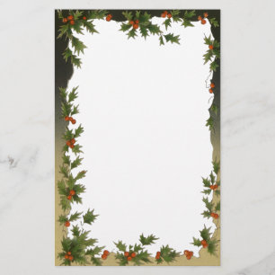 Papelaria Natal Antigo, Folhas e Bagas de Azevinho Vitoriano