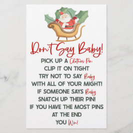 Papelaria Natal do Papai Noel Não Diga Jogo de Chá de fralda