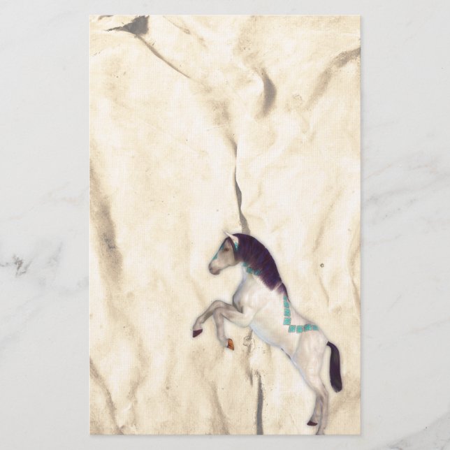 Papelaria Nativa Americana de Cavalo Decorado (Frente)