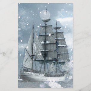 Papelaria navio pirata vintage contra a tempestade de invern