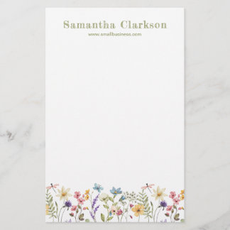 Papelaria Negócios Botânicos de Flores Silvestres Elegantes