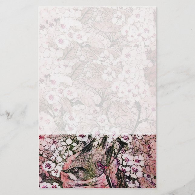 Papelaria NEST DO PÁSSARO, rosa vermelho branco (Frente)