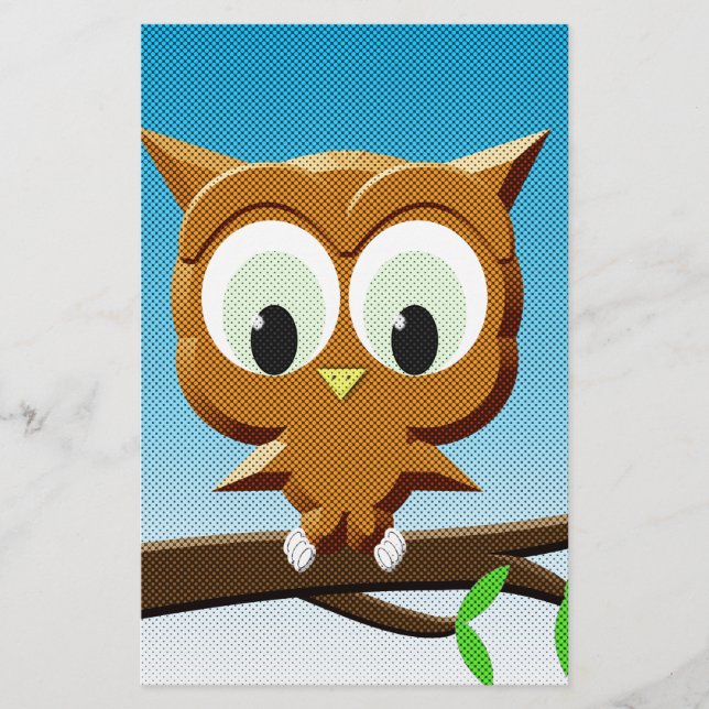 Papelaria Newsprint Cartoon Owl (Frente)