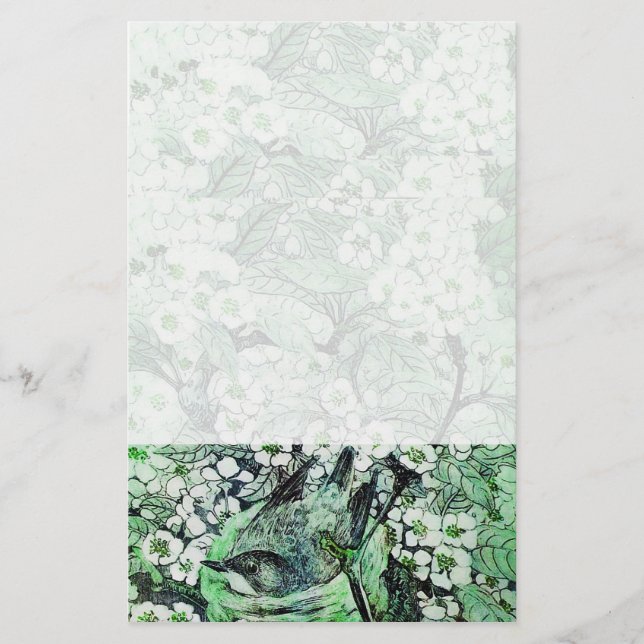 Papelaria NINHO DE PÁSSARO, verde branco (Frente)