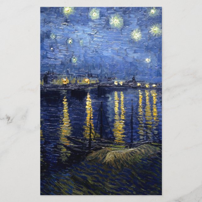 Papelaria Noite Estrelada de Van Gogh sobre o Ródano (Frente)