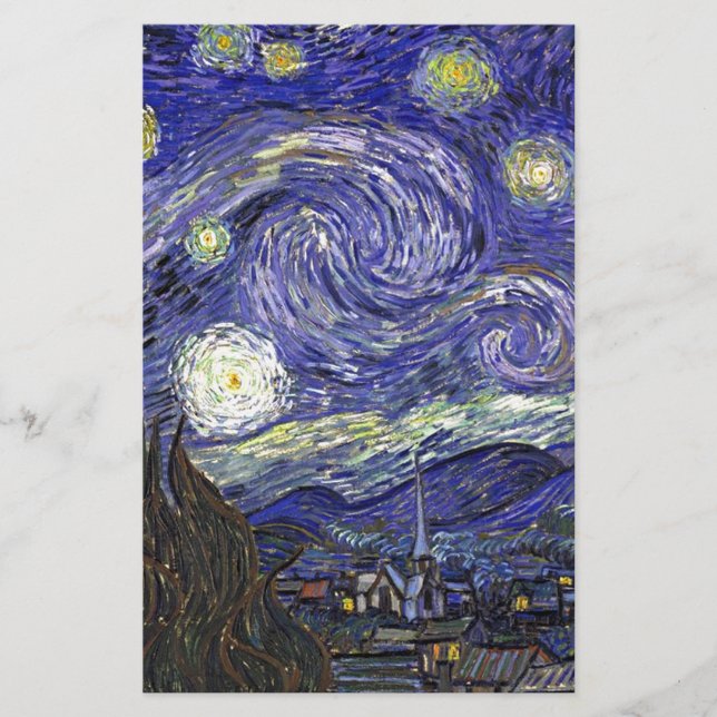 Papelaria Noite Estrelada, Vincent Van Gogh. (Frente)