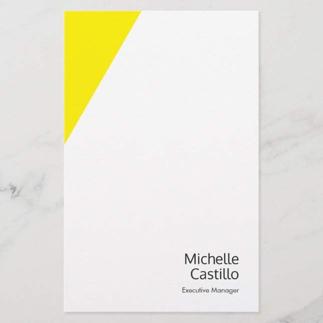 Papelaria Nome Amarelo Branco Simples Minimalista (Frente)