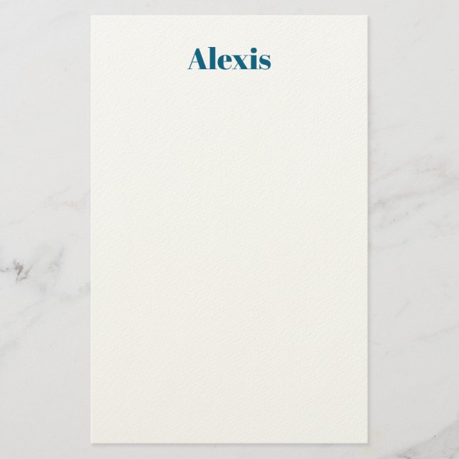 Papelaria Nome Caligrafia Script Simples Branco Azul (Frente)