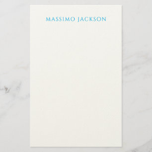 Papelaria Nome Caligrafia Script Simples Branco Azul