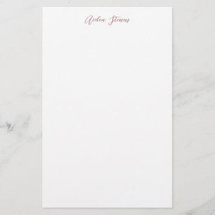 Papelaria Nome de Caligrafia em Dourado Rosa Elegante Branco