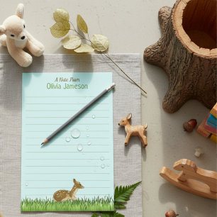 Papelaria Nome de Criança Cuta Woodland Animal Lined Station